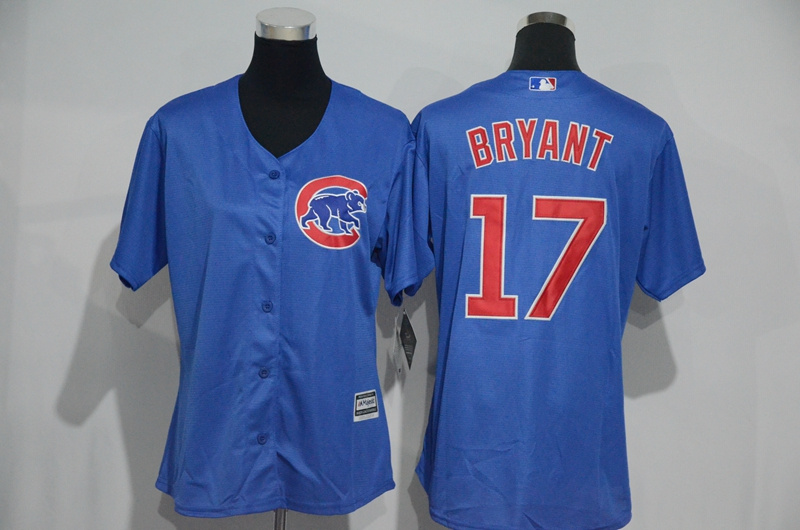 Womens 2017 MLB Chicago Cubs #17 Bryant Blue Jerseys